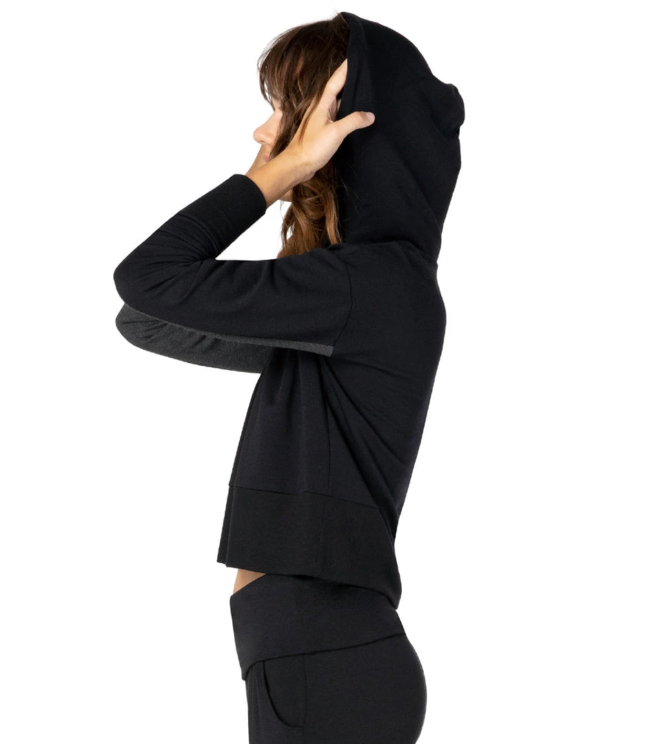 Beyond Yoga Tonal Block Cropped After Yoga Hoodie Black CLOTHING 6 Beyond Yoga Tonal Block Cropped After Yoga Hoodie Black CLOTHING