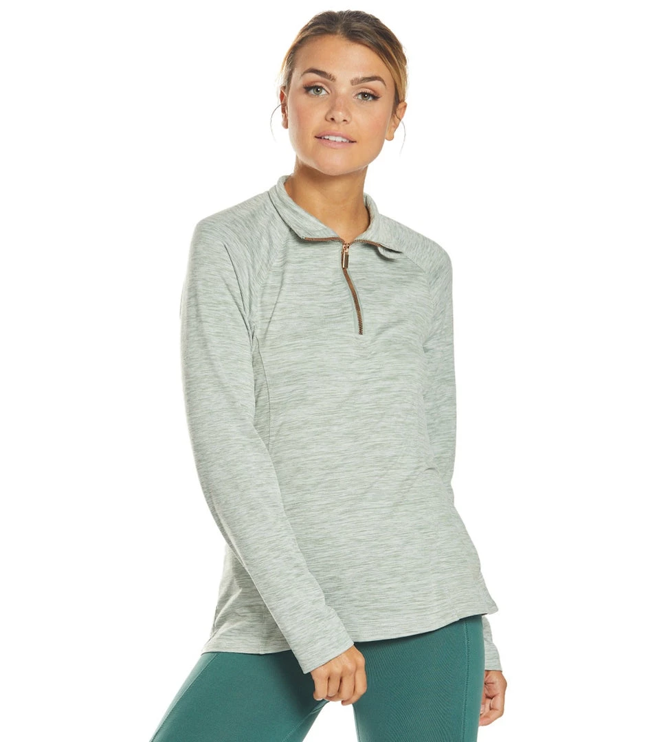 Women Balance Collection 1/4 Zip After Yoga Pullover Heather Slate Grey 3 Women Balance Collection 1/4 Zip After Yoga Pullover Heather Slate Grey