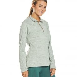 Women Balance Collection 1/4 Zip After Yoga Pullover Heather Slate Grey