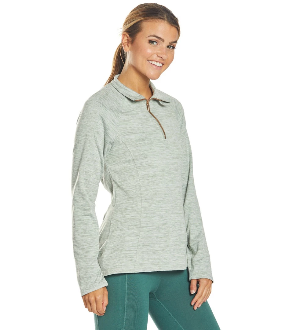 Women Balance Collection 1/4 Zip After Yoga Pullover Heather Slate Grey 4 Women Balance Collection 1/4 Zip After Yoga Pullover Heather Slate Grey