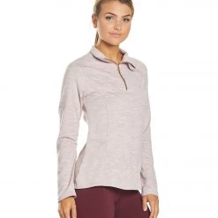 Women Balance Collection 1/4 Zip After Yoga Pullover Heather Mauve Shadows