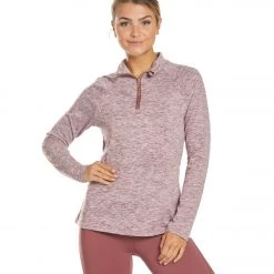 Women Balance Collection 1/4 Zip After Yoga Pullover Heather Amaranth