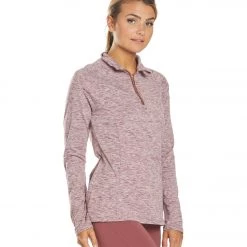 Women Balance Collection 1/4 Zip After Yoga Pullover Heather Amaranth