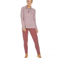 Women Balance Collection 1/4 Zip After Yoga Pullover Heather Amaranth