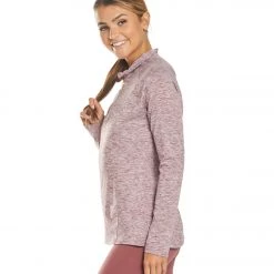 Women Balance Collection 1/4 Zip After Yoga Pullover Heather Amaranth