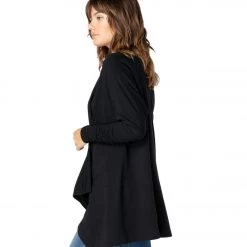 CLOTHING Beyond Yoga Ribbed Draped Yoga Cardigan Black