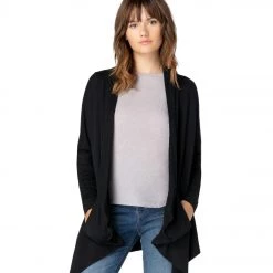CLOTHING Beyond Yoga Ribbed Draped Yoga Cardigan Black