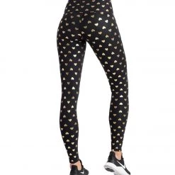 CLOTHING DYI Printed Signature Yoga Leggings Gold Hearts