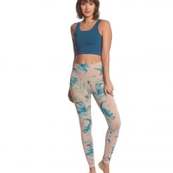 DYI Printed Signature Yoga Leggings Rose/Teal CLOTHING