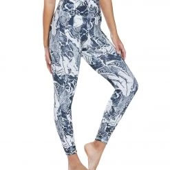 Marika High Waisted Printed Yoga Capris Black And White Torn Animal Print