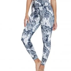 Marika High Waisted Printed Yoga Capris Black And White Torn Animal Print