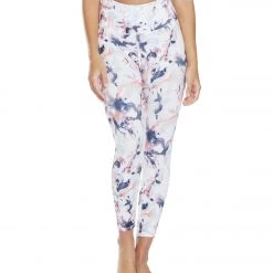 Marika High Waisted Printed Yoga Capris Peacoat/Mauve Shadows