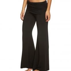 CLOTHING Hard Tail Ruched Waist Wide Leg Yoga Pants Black