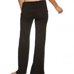 CLOTHING Hard Tail Ruched Waist Wide Leg Yoga Pants Black