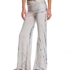 CLOTHING Hard Tail Ruched Waist Wide Leg Yoga Pants Tan/Gray Lizard