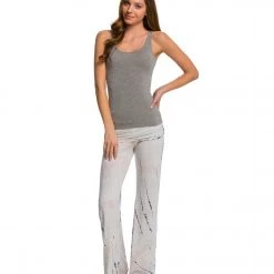 CLOTHING Hard Tail Ruched Waist Wide Leg Yoga Pants Tan/Gray Lizard