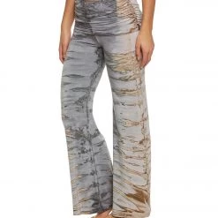 Hard Tail Ruched Waist Wide Leg Yoga Pants Grey/Pink Electric Skeleton CLOTHING