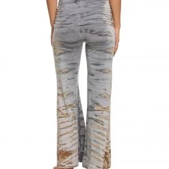 Hard Tail Ruched Waist Wide Leg Yoga Pants Grey/Pink Electric Skeleton CLOTHING