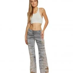 Hard Tail Ruched Waist Wide Leg Yoga Pants Grey/Pink Electric Skeleton CLOTHING