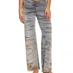 Hard Tail Ruched Waist Wide Leg Yoga Pants Grey/Pink Electric Skeleton CLOTHING