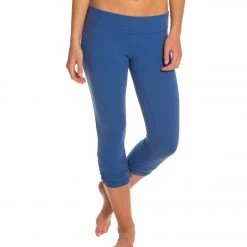 Beyond Yoga Essential Gathered Yoga Capris Twilight Blue