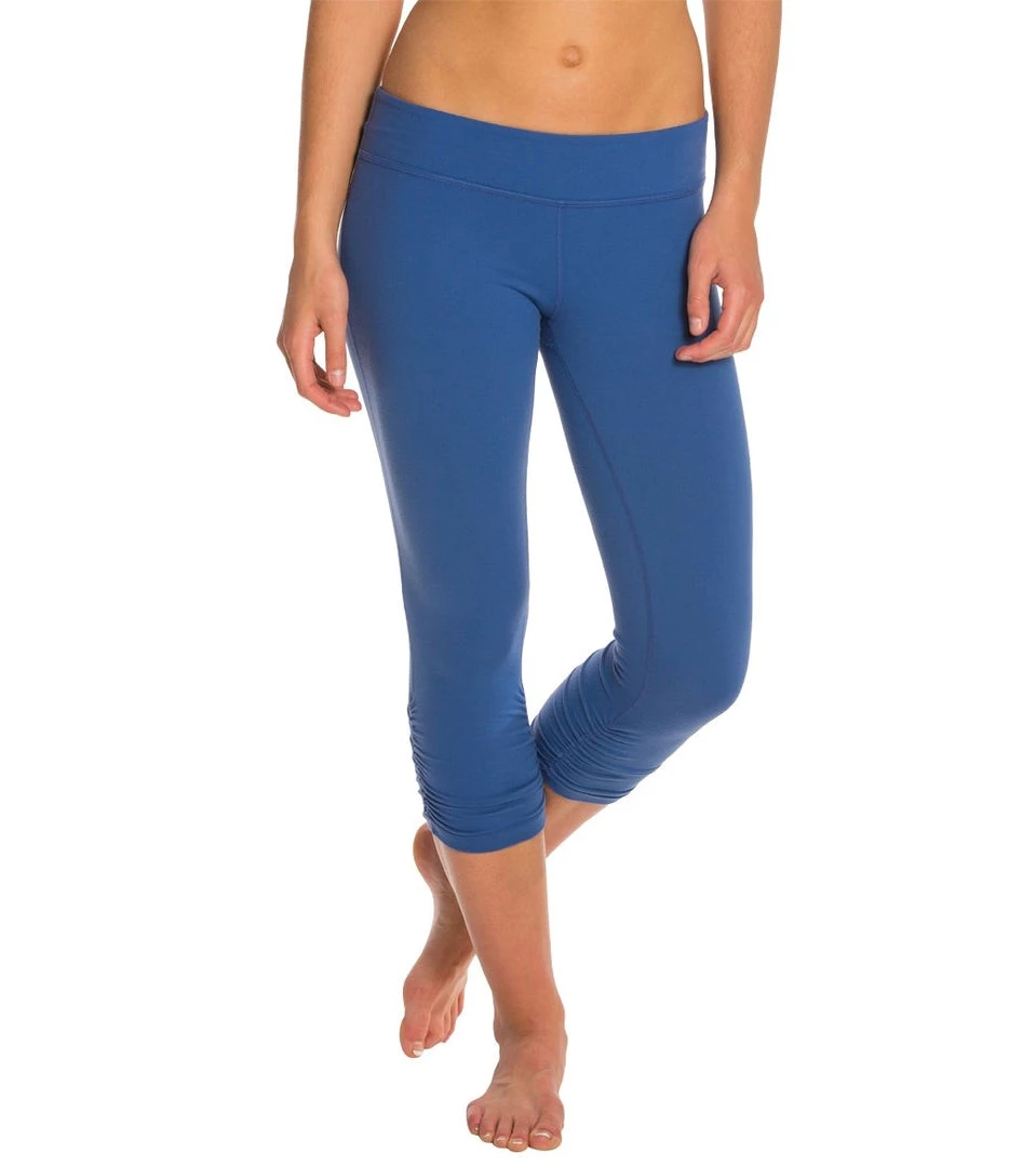 Beyond Yoga Essential Gathered Yoga Capris Twilight Blue 8 Beyond Yoga Essential Gathered Yoga Capris Twilight Blue