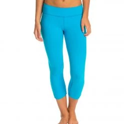 CLOTHING Beyond Yoga Essential Gathered Yoga Capris Turqouise Tide