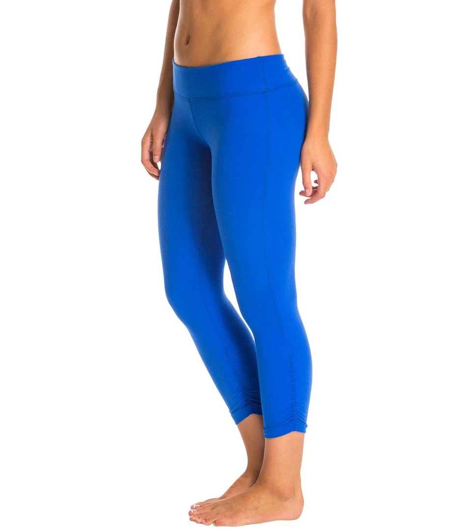 CLOTHING Beyond Yoga Essential Gathered Yoga Capris Bright Lapis 4 CLOTHING Beyond Yoga Essential Gathered Yoga Capris Bright Lapis