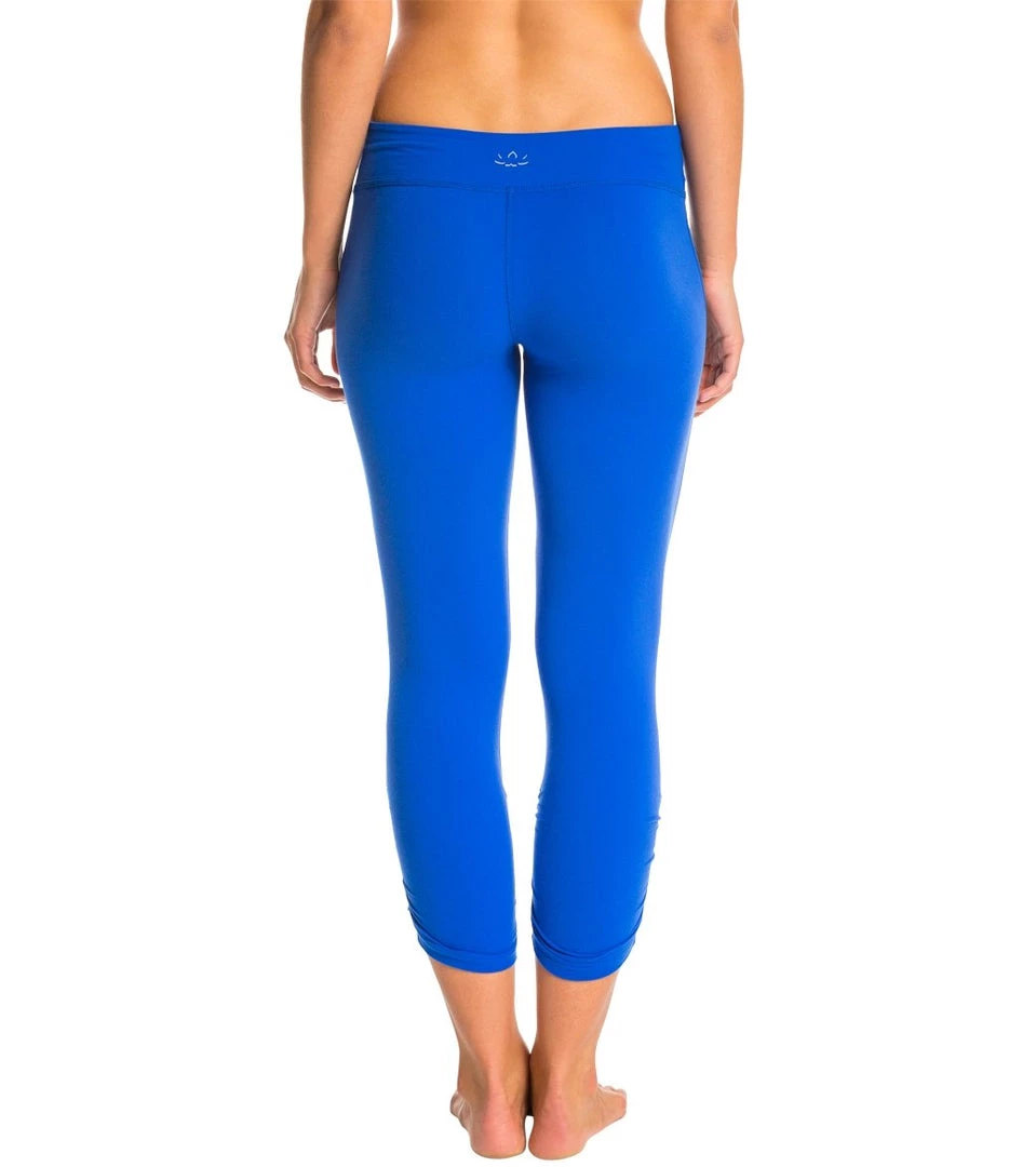 CLOTHING Beyond Yoga Essential Gathered Yoga Capris Bright Lapis 5 CLOTHING Beyond Yoga Essential Gathered Yoga Capris Bright Lapis
