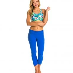 CLOTHING Beyond Yoga Essential Gathered Yoga Capris Bright Lapis 11 CLOTHING Beyond Yoga Essential Gathered Yoga Capris Bright Lapis