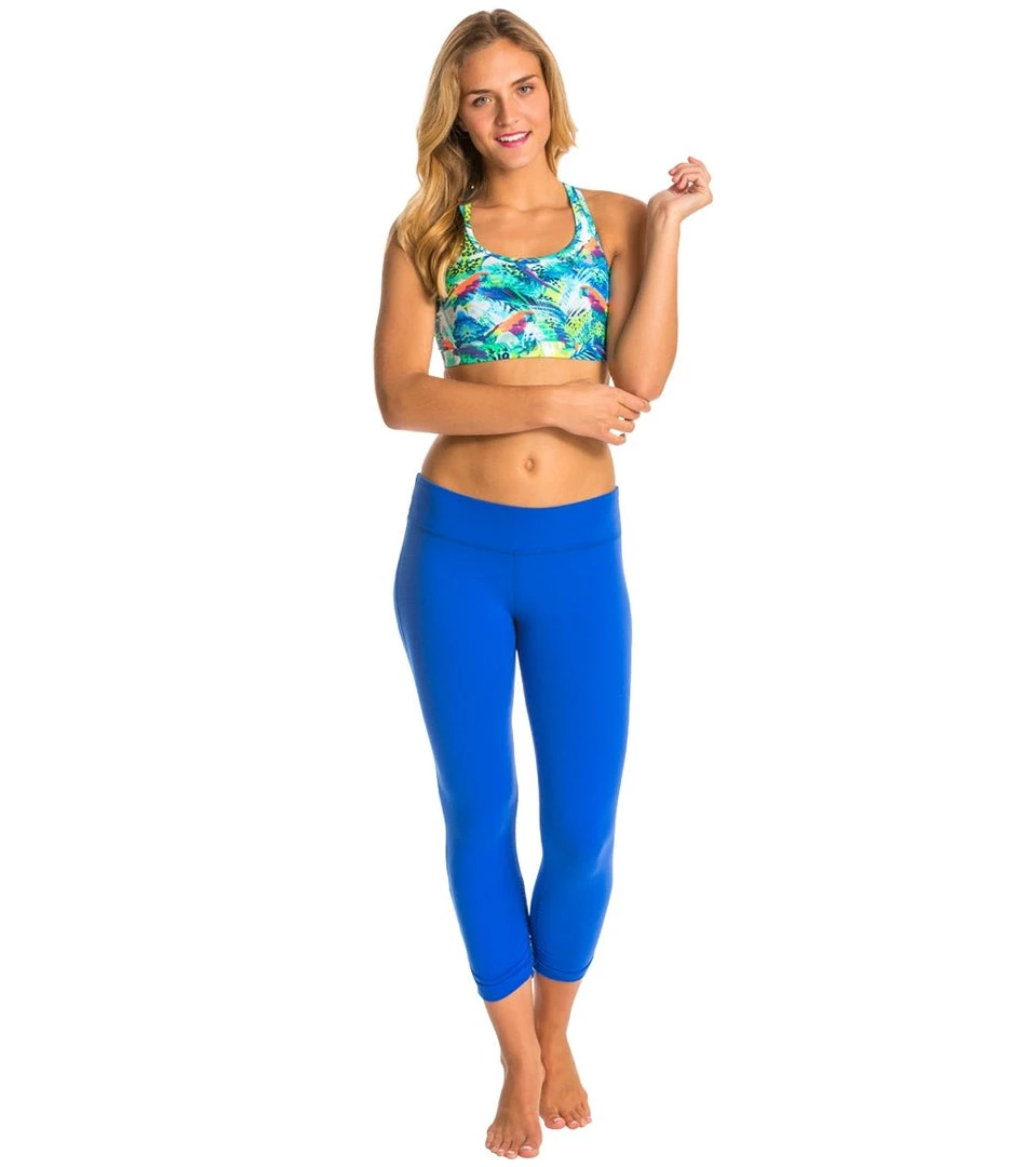 CLOTHING Beyond Yoga Essential Gathered Yoga Capris Bright Lapis 6 CLOTHING Beyond Yoga Essential Gathered Yoga Capris Bright Lapis