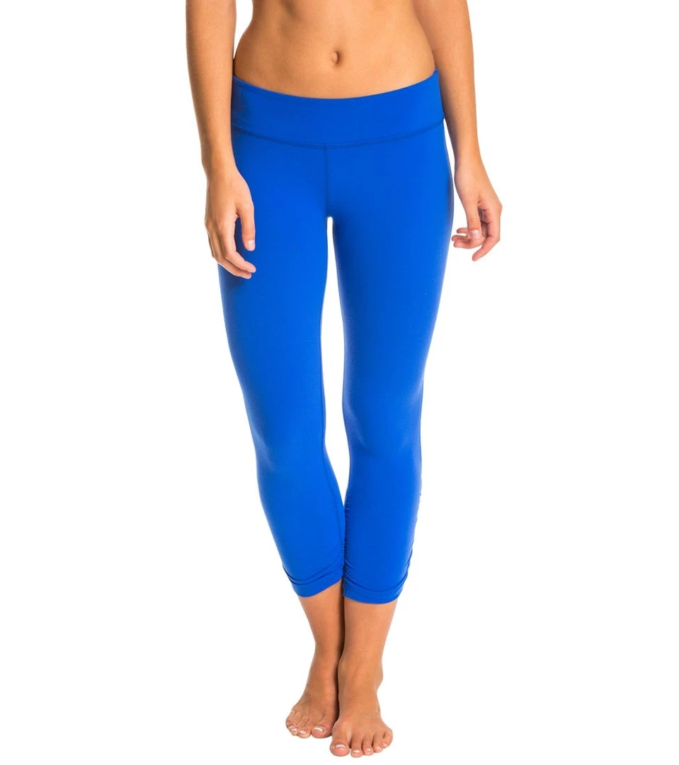 CLOTHING Beyond Yoga Essential Gathered Yoga Capris Bright Lapis 8 CLOTHING Beyond Yoga Essential Gathered Yoga Capris Bright Lapis