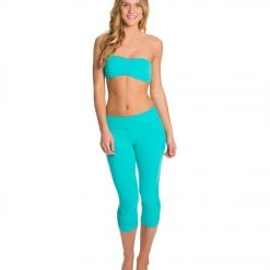 Beyond Yoga Essential Gathered Yoga Capris Seaglass