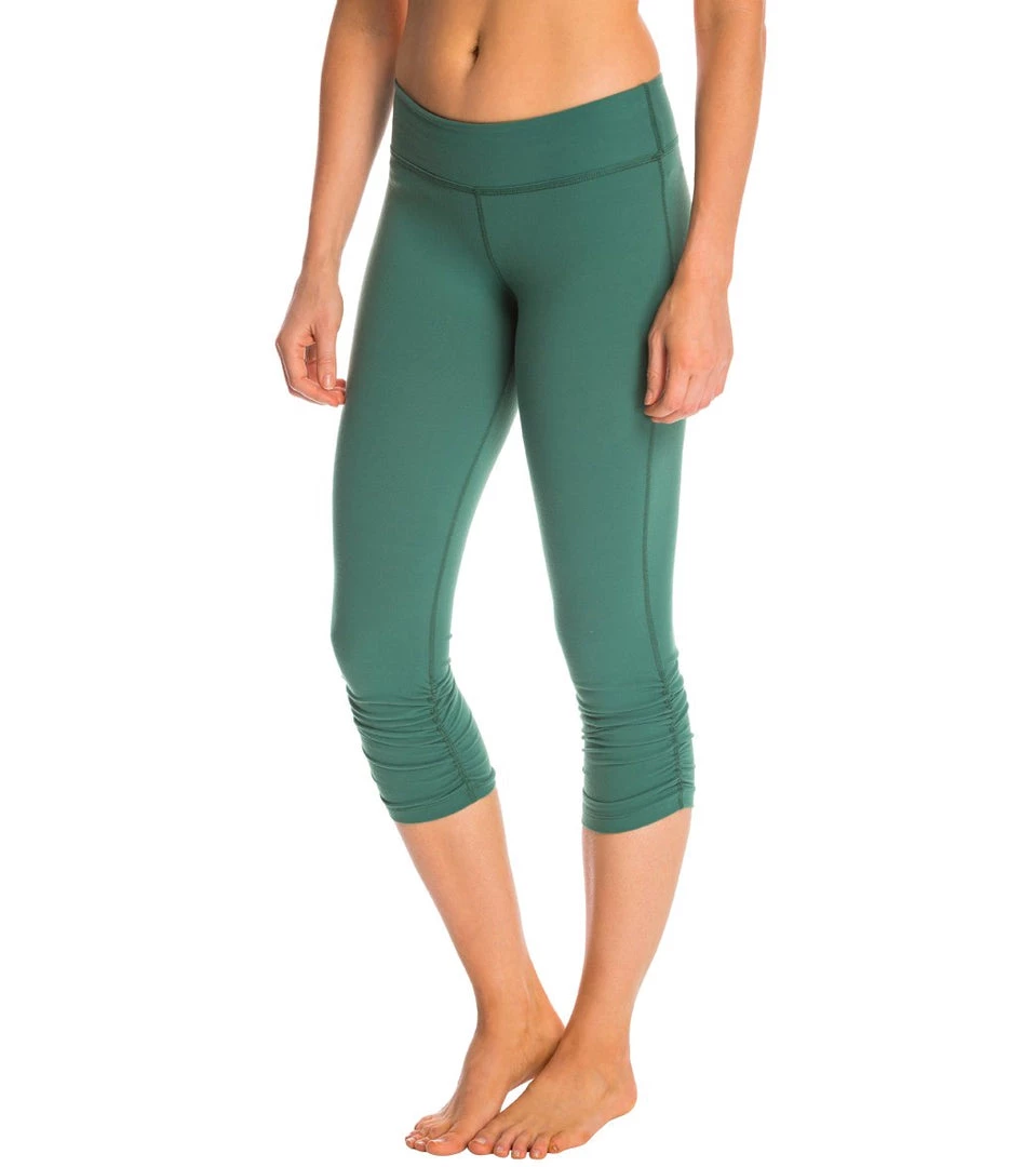 Beyond Yoga Essential Gathered Yoga Capris Vine Green CLOTHING 4 Beyond Yoga Essential Gathered Yoga Capris Vine Green CLOTHING