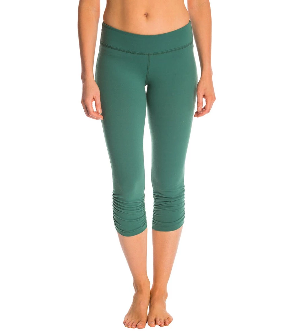 Beyond Yoga Essential Gathered Yoga Capris Vine Green CLOTHING 8 Beyond Yoga Essential Gathered Yoga Capris Vine Green CLOTHING