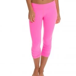 Beyond Yoga Essential Gathered Yoga Capris Shocking Pink