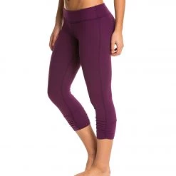 CLOTHING Beyond Yoga Essential Gathered Yoga Capris Imperial Violet