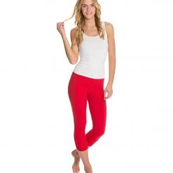 Beyond Yoga Essential Gathered Yoga Capris Crimson Red 11 Beyond Yoga Essential Gathered Yoga Capris Crimson Red