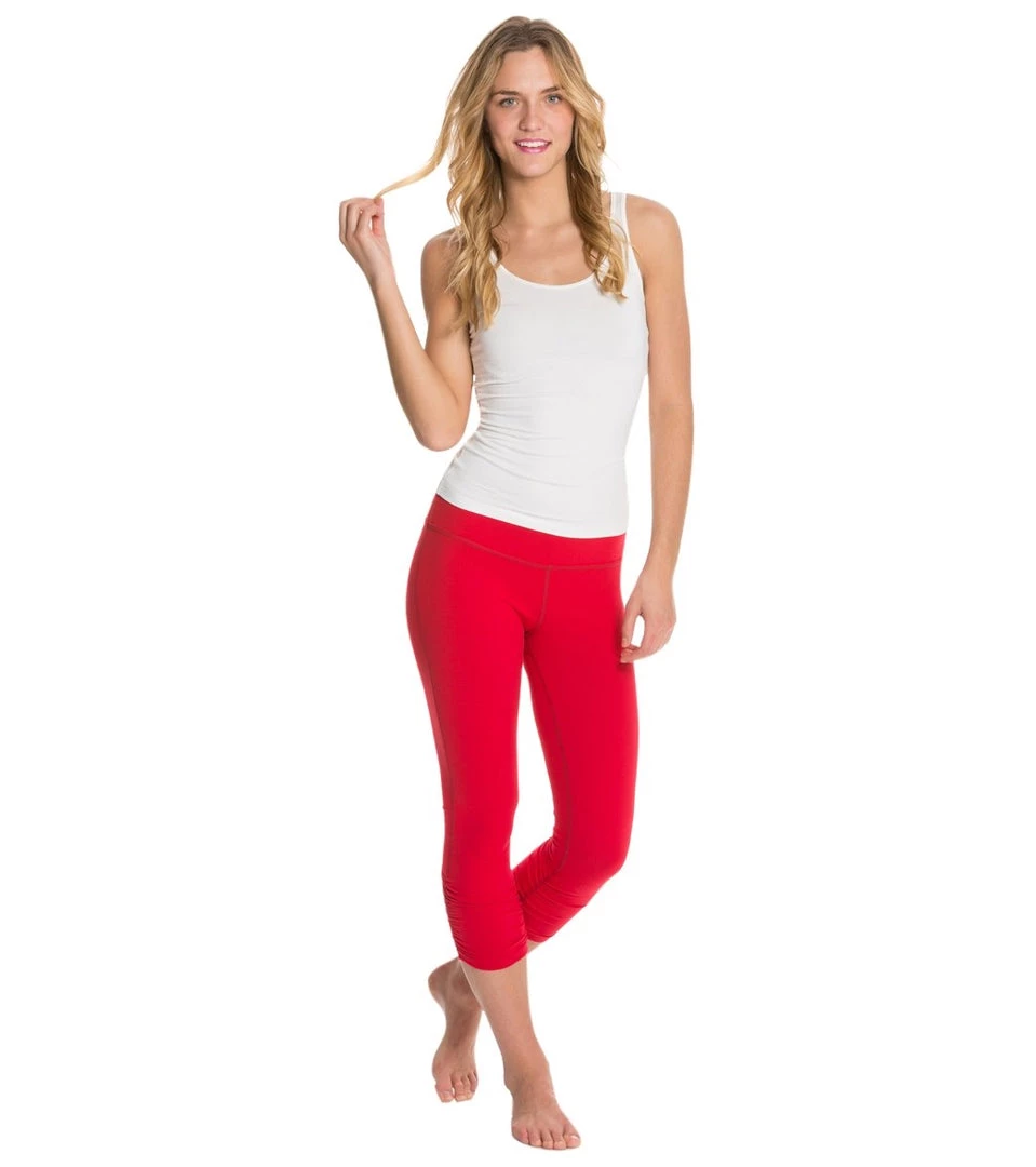 Beyond Yoga Essential Gathered Yoga Capris Crimson Red 6 Beyond Yoga Essential Gathered Yoga Capris Crimson Red