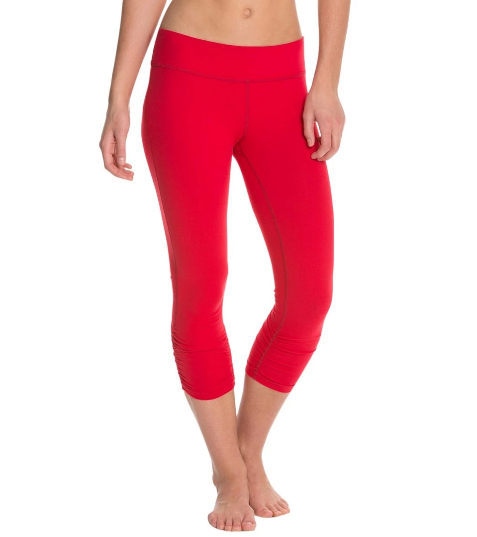 Beyond Yoga Essential Gathered Yoga Capris Crimson Red 8 Beyond Yoga Essential Gathered Yoga Capris Crimson Red