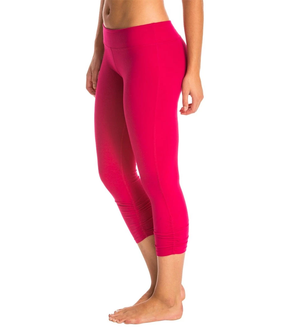 Beyond Yoga Essential Gathered Yoga Capris Wildberry CLOTHING 4 Beyond Yoga Essential Gathered Yoga Capris Wildberry CLOTHING