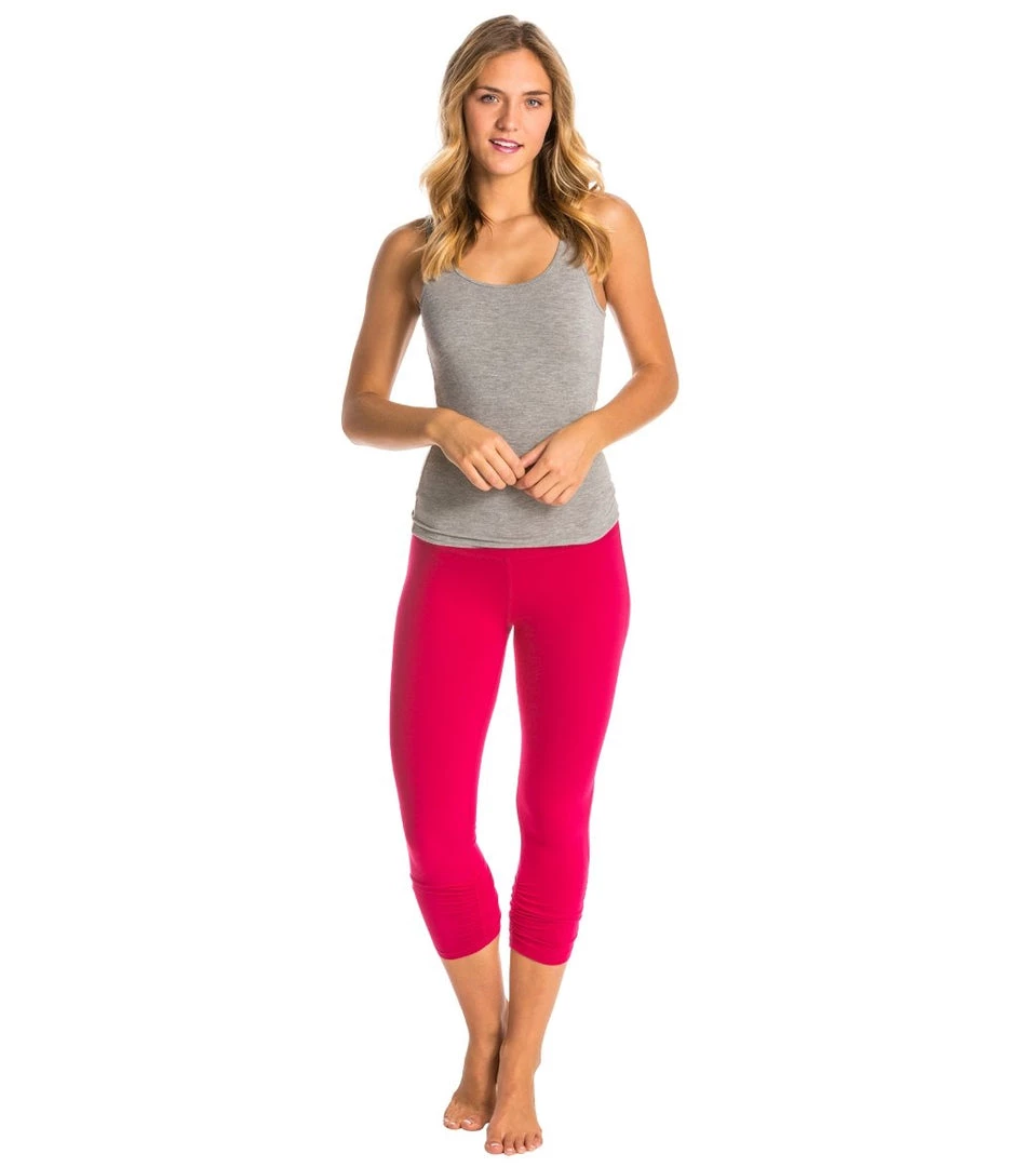 Beyond Yoga Essential Gathered Yoga Capris Wildberry CLOTHING 6 Beyond Yoga Essential Gathered Yoga Capris Wildberry CLOTHING