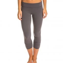 Beyond Yoga Essential Gathered Yoga Capris Steel