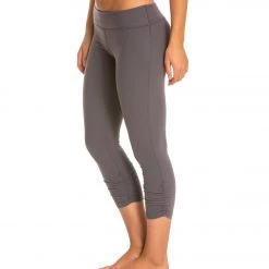 Beyond Yoga Essential Gathered Yoga Capris Steel