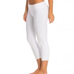 Beyond Yoga Essential Gathered Yoga Capris White CLOTHING