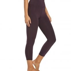 Marika High Waisted Lua Yoga Capris Black Plum CLOTHING