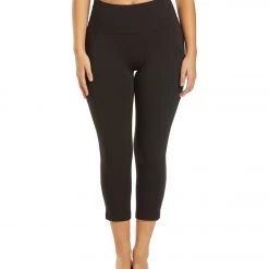 Marika Bailee High Rise Tummy Control Yoga Capris With Pockets Black CLOTHING