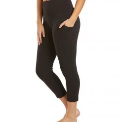 Marika Bailee High Rise Tummy Control Yoga Capris With Pockets Black CLOTHING