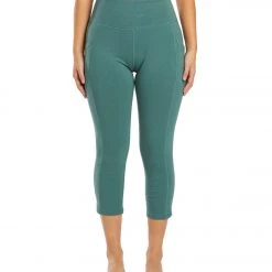 Marika Bailee High Rise Tummy Control Yoga Capris With Pockets Mallard Green CLOTHING