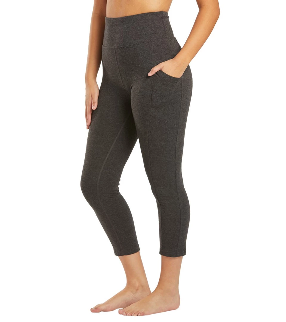 Marika Bailee High Rise Tummy Control Yoga Capris With Pockets Heather Charcol CLOTHING 7 Marika Bailee High Rise Tummy Control Yoga Capris With Pockets Heather Charcol CLOTHING